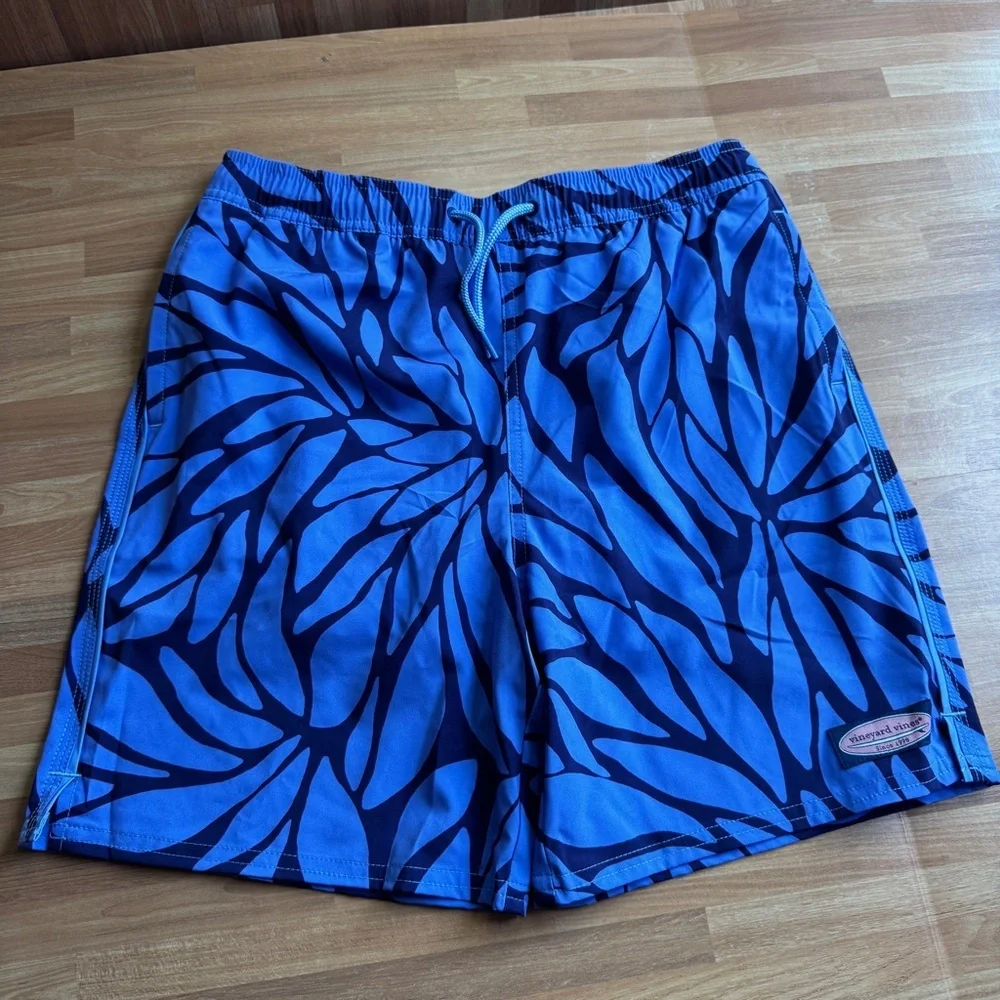 Vineyard Vines swim trunks boys 16 tropical print purple & blue nwt